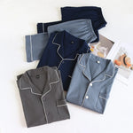 100% Cotton Men Pajamas, Thick sleepwear Long sleeved long pants Nightwear Loungewear