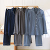 100% Cotton Men Pajamas, Thick sleepwear Long sleeved long pants Nightwear Loungewear